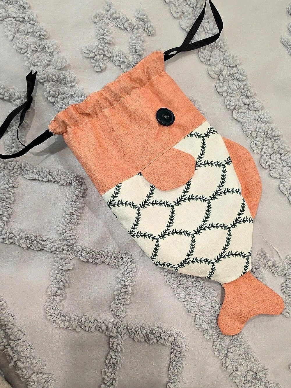 Handmade Fish Drawstring Bag - Picture 6 of 12